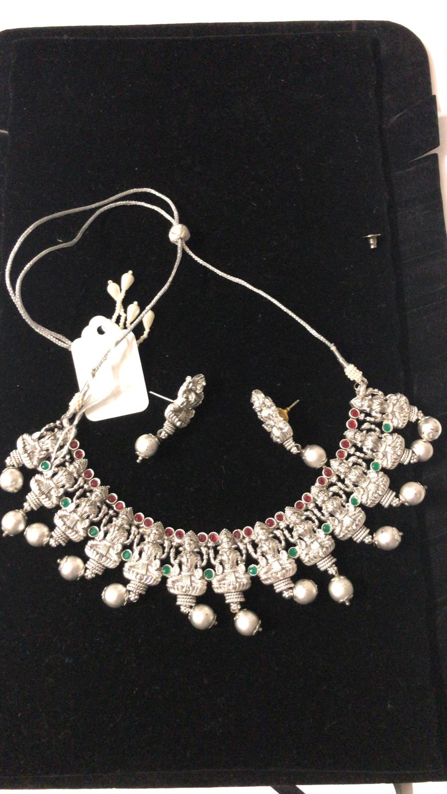 Oxidised Lakshmi Jewellery Set with Necklace & Earrings 47800 Buy